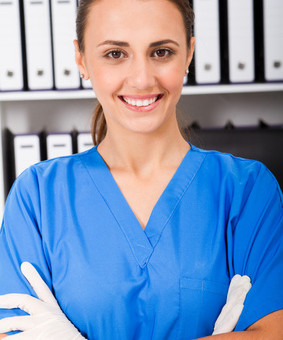 young nurse in office